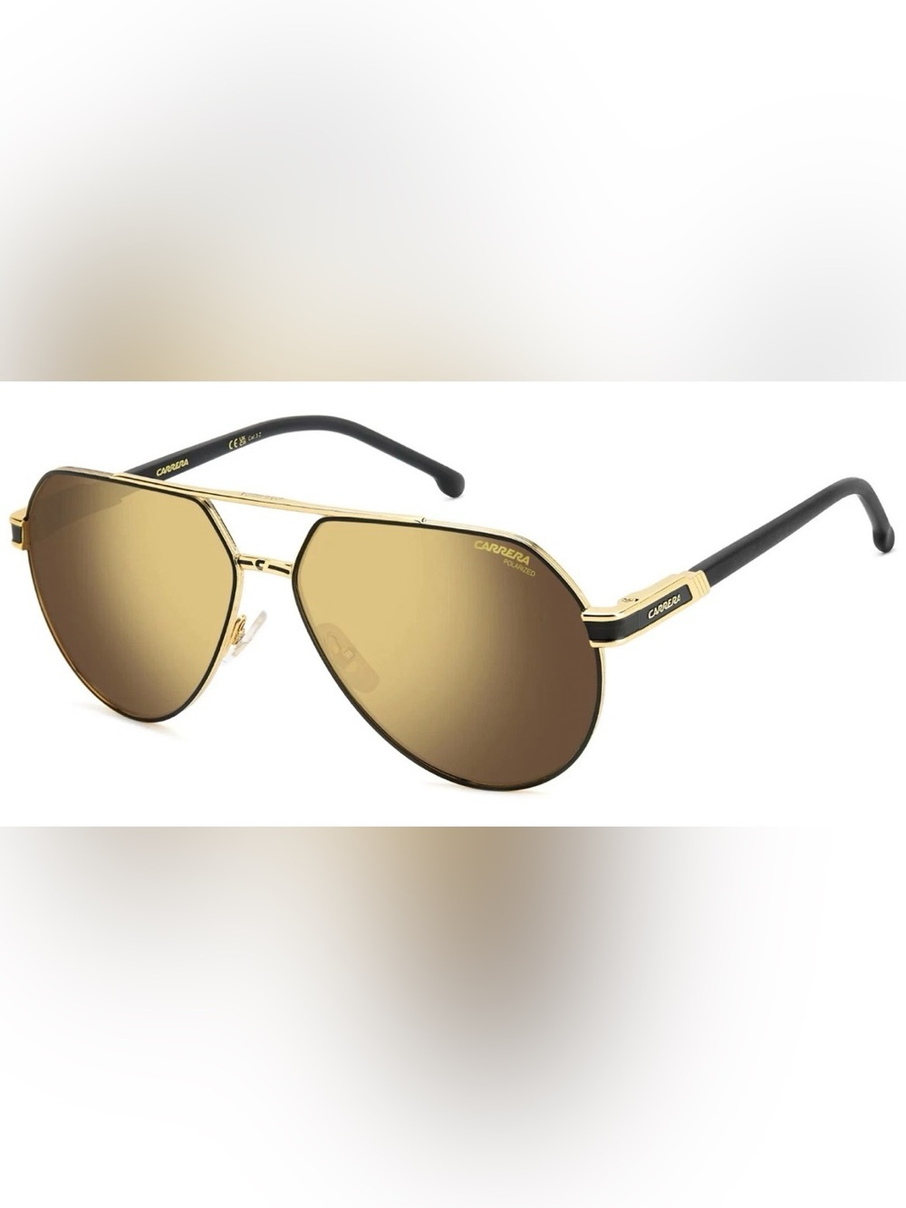 Carrera Ultra Polarized Avaitor Black/Gold Pilot Sunglasses CA1067S-0I46YL $290